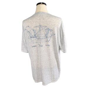 Vintage 90s North American Nina Crew T-Shirt Gray Nautical Ship Graphic Large